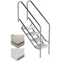 Edelstahl Eichenwald Pooltreppe Modell 08.1 Miami Beckentiefe 1399mm Ausladung 1338mm 6 Waffelblech-Stufen
