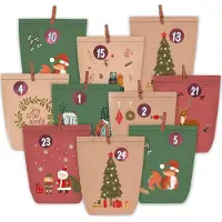 Sonstiges Adventskalender zum Befüllen mit 24 Weihnachtstüten Kraftpapier & Zahlensticker