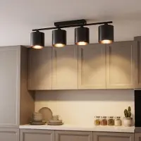 Oyajia 65W Deckenstrahler 4-flammig,E27-Deckenleuchte Metall Deckenlampe Spot, Warmweiß, 76cm Deckenspot Küchelampe Spot Strahler Wohnzimmer mit Leuchtmittel