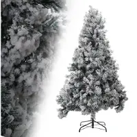 Eikuavons Weihnachtsbaum 180cm mit Schneeoptik, 860 Spitzen, künstlicher Tannenbaum dicht beflockt mit Metallfuß