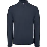 B&C PUI12 | Herren Long Sleeve Polo ID.001 / 100 % Baumwollpiqué - Farbe: Navy - Größe: XL