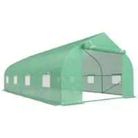 Outsunny Gewächshaus ca. 6 x 3 x 2 m Foliengewächshaus mit Rollbar Reißverschlusstür 8 Netzfenster Stützstangen