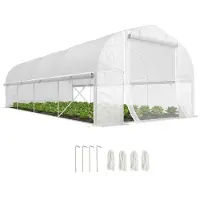 Outsunny Gewächshaus 6 x 3 x 2 m Foliengewächshaus mit 8 Fenster, UV-Schutz, Tür