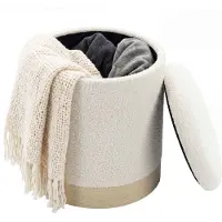 HOMCOM AUFBEWAHRUNGSHOCKER Sherpa-Fleece Cremeweiß