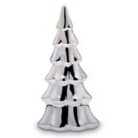 Bauer Silvercraft Tannenbaum Dekoration aus galvanisiertem Porzellan, silberglänzend, 10x7,5cm, 20cm hoch