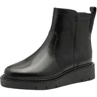 Tamaris Damen WIDE FIT Stiefelette aus Leder Keilabsatz, Black Nappa, 36