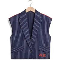 Alix The Label Damen Blazers Ladies Woven Striped Waistcoat - Donkerblauw - Größe XL