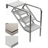 Eichenwald Ideal Pooltreppe Modell 08.3 Miami nur Unterteil Beckentiefe 1399mm 5 Edelstahl-Waffelblech-Stufen