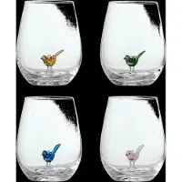 Bloomingville Misa Trinkgläser mit Vogelmotiv, 4er-Set