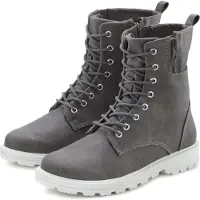 LASCANA Stiefelette zum Schnüren in modischer Combat Optik mit Reißverschluss VEGAN