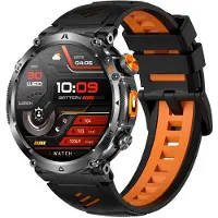 Kkmoon Outdoor-Smartwatch mit GPS, 1,7-Zoll-Bildschirm, LED-Taschenlampe, Bluetooth-Anruffunktion, Gesundheitsüberwachung und über 100 Sportmodi – Schwarz