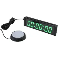 Kkmoon 1,5-Zoll-Timer mit 6 Ziffern, kabelgebundenem Knopf, wiederaufladbar, grüner LED-Anzeige, elektronische Rennuhr, Countdown-Stoppuhr für Laufveranstaltungen und Prüfungen