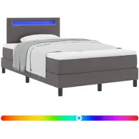 vidaXL Boxspringbett mit Matratze Grau 120 x 190 cm Kunstleder