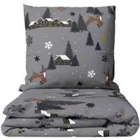 Leonado vicenti Kuschelige Winter Bettwäsche Fleece 135x200 cm Grau Elch Schneeflocken mit Reißverschluss 2 teilig
