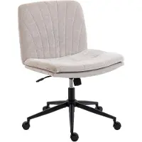 HOMCOM Homeoffice Stuhl Höhenverstellbar Schreibtischstuhl mit Leinenoptik Beige