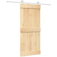 vidaXL Schiebetür Natürlich und Weiß 90 x 210 cm Massivkiefer
