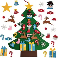 Nikcorp Filz-Weihnachtsbaum für die Wand für Kinder mit 26 Ornamenten Grün 70x70x95 cm
