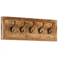 Helloshop26 - Wandgarderobe 80 x 25 x 9 cm mit 5 praktischen Haken im zeitgenössischen Stil aus natürlichem Mangoholz