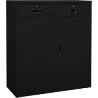 Helloshop26 - Büroschrank mit 2 verstellbaren Regalböden Aktenaufbewahrung 90 x 40 x 102 cm Stahl schwarz