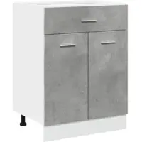 Helloshop26 - Moderner funktionaler Küchenschubladenschrank 60 x 46 x 81 cm aus betongrauem Holzverbundwerkstoff