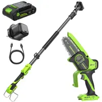 Greenworks POWERALL 24V Mini-Kettensäge 10cm Gen. II mit Verlängerungsstab - 2Ah Akku