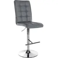DELUKE Barhocker PIMIR - Kunstleder Grau 45x54x112 cm Silber | Barstuhl Höhenverstellbar Mit Lehne Drehbar Tresenhocker Tresenstuhl Kneipenhocker