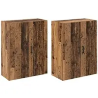 Helloshop26 - Set aus 2 modernen Wandschränken praktische Wandaufbewahrung 69,5 x 34 x 90 cm Holzwerkstoff Antik-Holzoptik 02_0056034