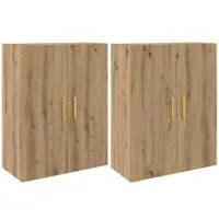 Helloshop26 - Set aus 2 modernen Wandschränken mit 4 Staufächern 69 x 34 x 90 cm Eichenholzoptik