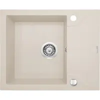 Deante Spülbecken Andante, einteilig, mit kurzem Abtropfbereich, 59x49 cm, beige, mit automatischer Ablaufsteuerung, Modellnummer ZQN_511A