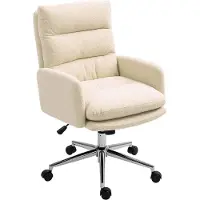 HOMCOM Bürostuhl Ergonomischer Schreibtischstuhl mit Armlehne Wolle Creme