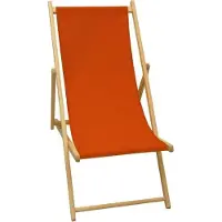Jardin Holzliege aus massivem Buchenholz,, für den privaten Garten, 3 Liegepositionen, wasserabweisender Bezug aus Baumwolle in Paprika-Farbe, Maße: L 132 x B 55 x H 35 cm