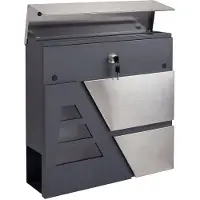 HOMCOM Mail Box Edelstahl Metall 37L x 10B x 37H cm Dunkelgrau