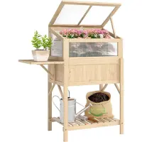 Outsunny HOCHBEET Tannenholz Polycarbonat Naturholz