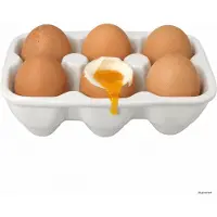 MamboCat Creme Eierkarton aus Porzellan für 6 Eier Frühstück Mini-Muffins Eierschale