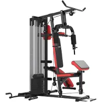 SPORTNOW Kraftstation Multifunktionale Fitnessstation mit Butterflystange Curler