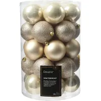 Décoris Weihnachtskugeln Kunststoff 8cm 34er Set - Perle