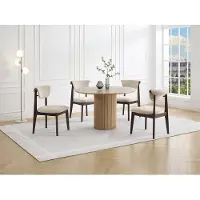 Vente-unique 2er-Set Stühle aus Strukturstoff und Kautschukholz - Beige - GABIEL