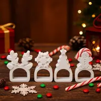 Markenlos 4-teilige Silikonform für Weihnachtsrentiere, Schneeflocken, Gips-Weihnachtsbaum zum Gießen von Süßigkeitenornamenten