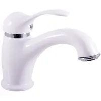 RAV Waschtischarmatur Chrom/Glänzend Weiß mit Pop-Up-Ablauf und Kalkschutz, 14 cm hoch