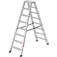 Hailo Stehleiter Master D100, 10000115, beidseitig begehbar, aus eloxiertem Aluminium, bis 150kg, mit 2 x 8 Stufen