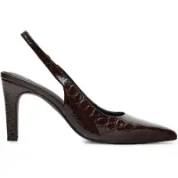 Manfield Braune Lackleder-Slingbackpumps mit Krokomuster | Größe 41
