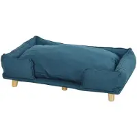 PawHut Hundesofa, Haustiersofa mit Kissen, Hundebett mit Erhöhtem Design Blau
