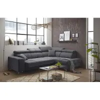 ED-Lifestyle Polstermöbel Sydney Ecksofa 282 x 128 cm, Funktion wählbar, Anthrazit, Ausführung:Rechts, Funktion:elektrische Sitztiefenverstellung & Bettkasten