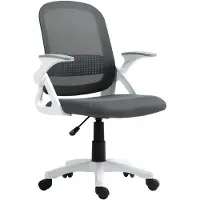 HOMCOM Bürostuhl Ergonomischer Drehstuhl mit aufklappbarer Armlehne Grau