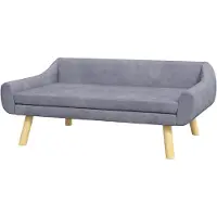 PawHut Hundesofa Katzensofa mit Rückenlehne, Hundecouch mit Holzbeine, Kissen