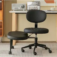 MODFU Polstersessel mit höhenverstellbarem Drehstuhl, 360° drehbare Fußstütze, Loungesessel Bürostuhl für Schneidersitz, Homeoffice,Schwarz
