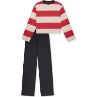 Schiesser Schlafanzug "Pyjama Kids Nightwear", Jungen, Gr. 164, pink (rot, weiß, schwarz), Obermaterial: 100% Baumwolle CO., Homewear-Sets Schlafanzug