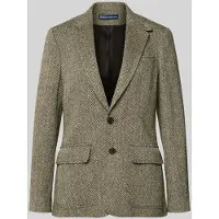 Ralph Lauren für Damen. 211891070002 Einreihiger Blazer in Fischgrätmuster Fischgrätmuster grau-grün (42), Lässig, Leinen, Klassisch