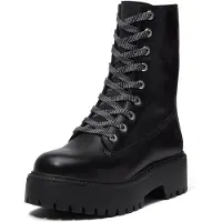 Timberland für Damen. TB0A5SAHW021 Stone Street Lederstiefel schwarz (38 W), Wohnung, Schnürsenkel, Lässig