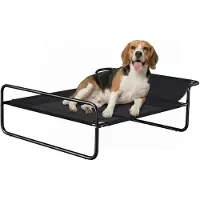 PawHut Erhöhtes Hundebett, Haustierbett mit atmungsaktivem Mesh-Bezug Schwarz